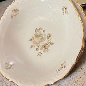 VTG Royal M Bavaria-Germany Dawn Rose Gold Trim Dessert Bowls ~5 1/2" Set of 2